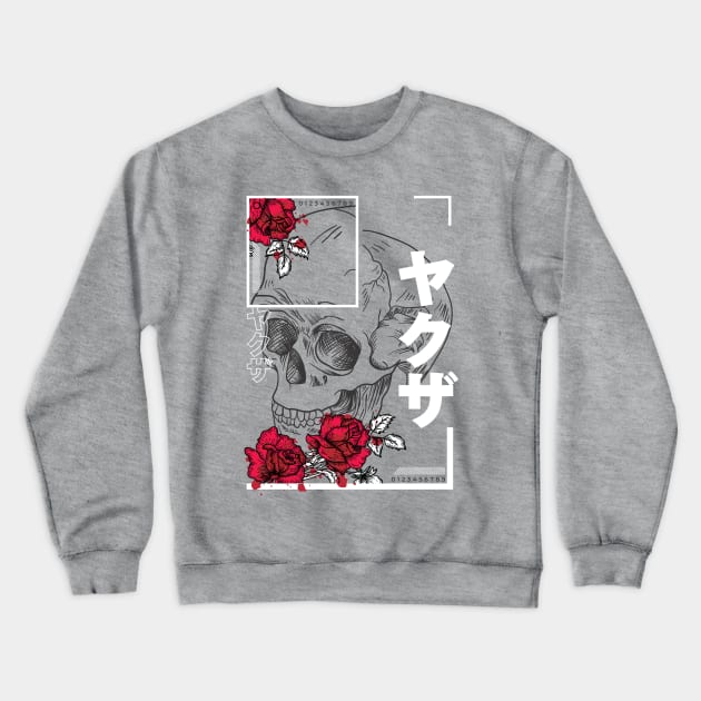 Abstract Skull with Flowers Desgin Crewneck Sweatshirt by LR_Collections